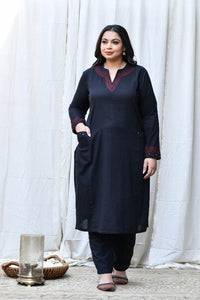 Black Avani Full Suit Set with Dola Silk Dupatta