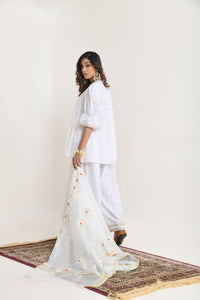 White Tiered Top  Sharara Suit Set