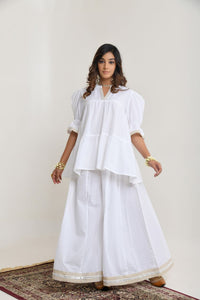 White Tiered Top  Sharara Suit Set