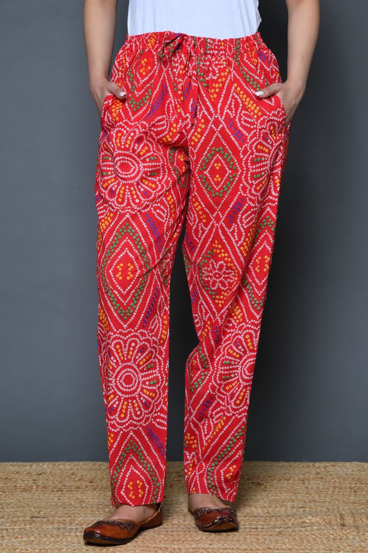 Red Bandhej Pajama Pants – Jaipuriya