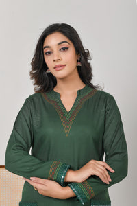 Green Avani Kantha Kurta