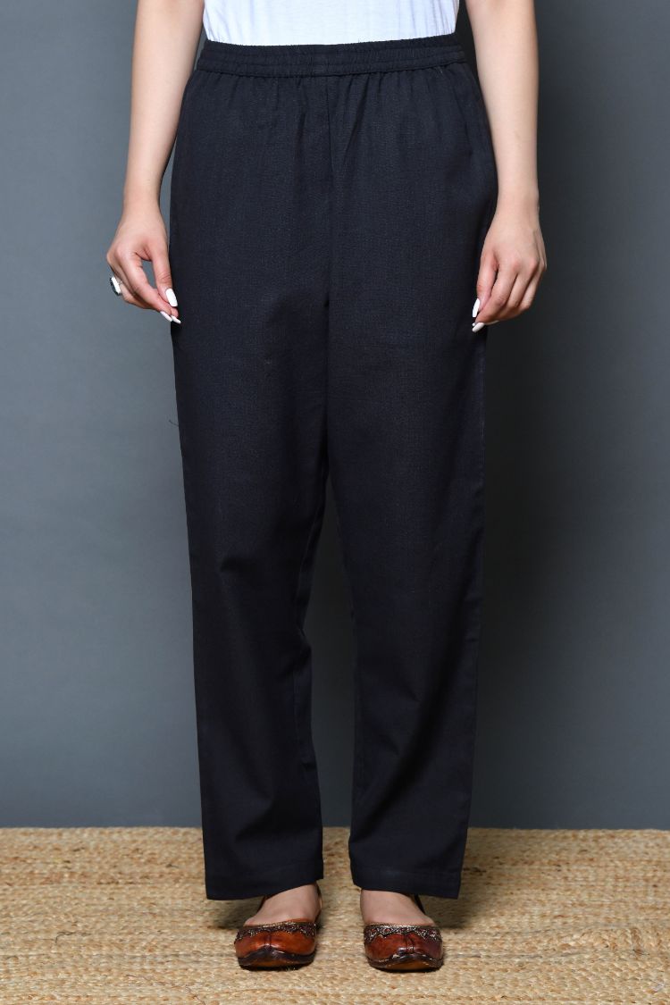 Black Pure Cotton Elastic Lounge Wear Pajama Pant Online In India Color  Black SizeShirt M Pyjama Length 38