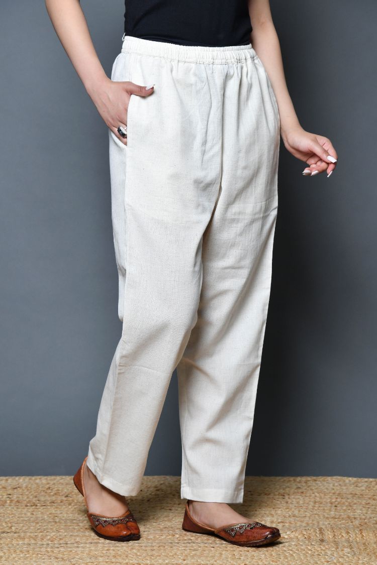 Natural cotton straight pant – Tulsi Online