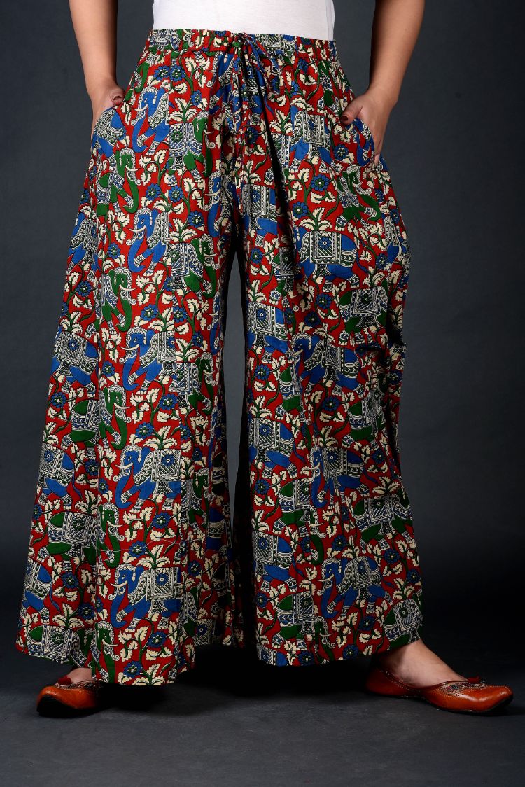 Buy Blue Brown Elephant Palazzo Pant Manipuri Silk for Best Price Reviews  Free Shipping