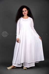 plain white cotton anarkali kurta kurti Jaipuri kurti for women ethnic wear ladies stylish new latest