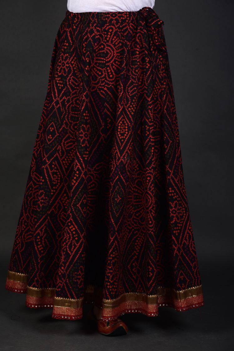 JaipurOnlineShop Long Handmade Cotton Bandhani Bandhej Skirt Size Regular