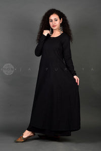 plain black cotton anarkali kurta kurti Jaipuri kurti for women ethnic wear ladies stylish new latest