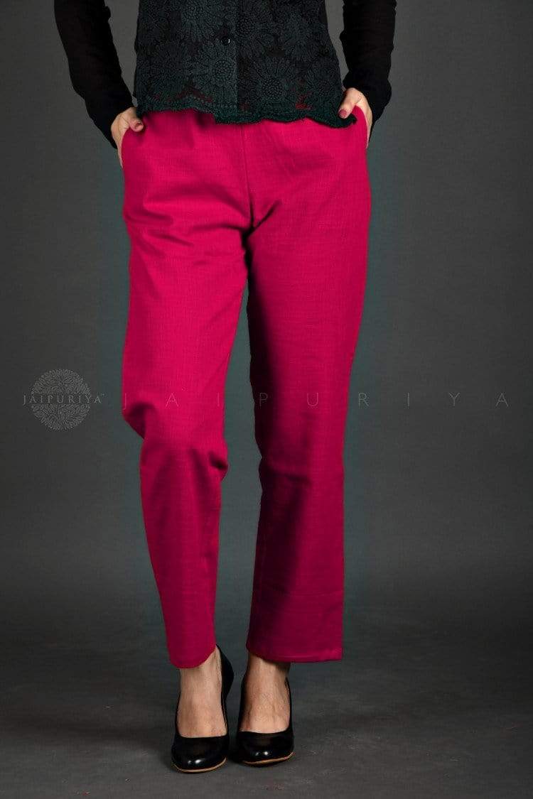 Hot pink scalloped trousers  Women trousers design Clothes design  Fashion pants